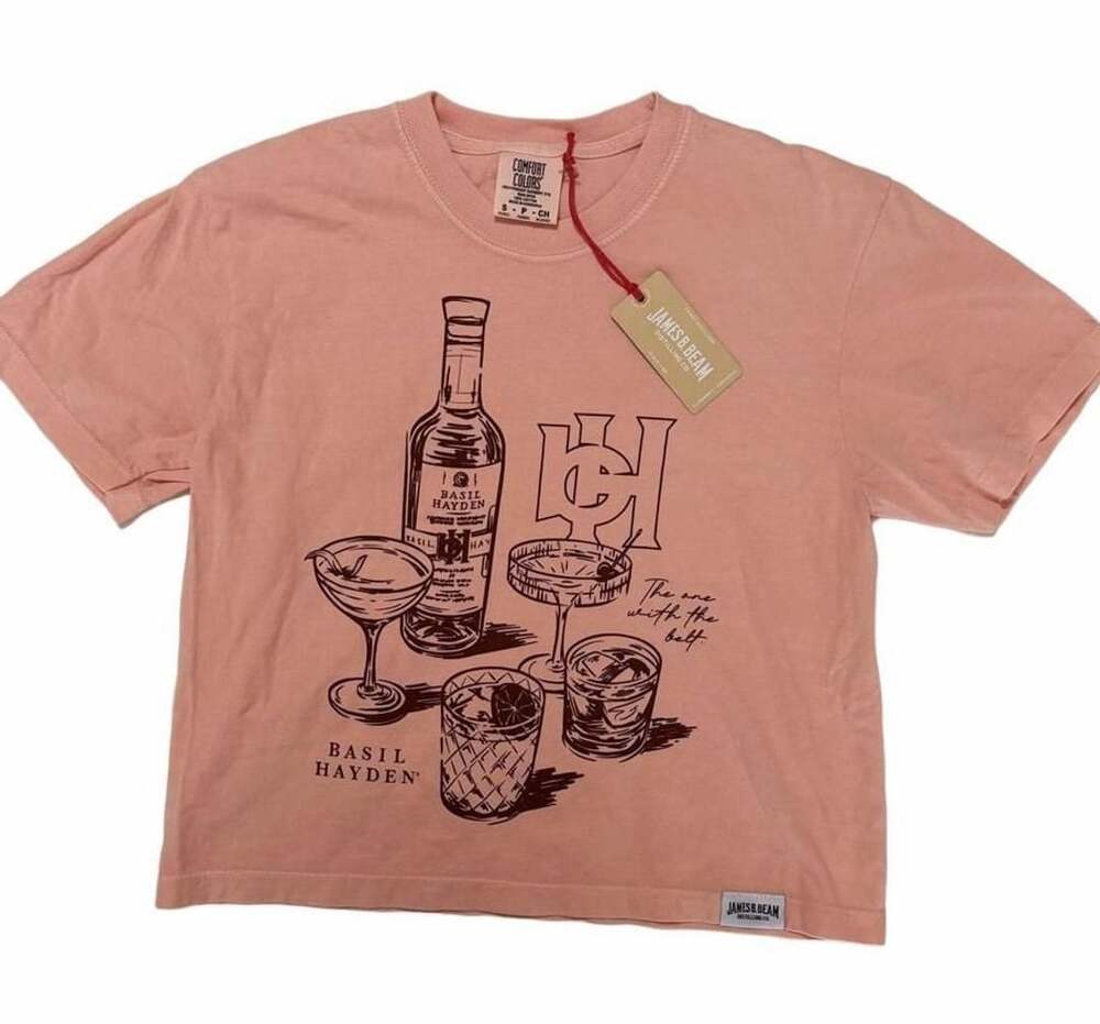 Comfort Colors Basil Hayden Graphic T-Shirt Size S Pink Cotton NWT